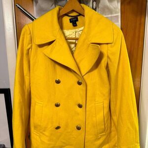 J. Crew Sunny Yellow Wool Double Breasted Peacoat